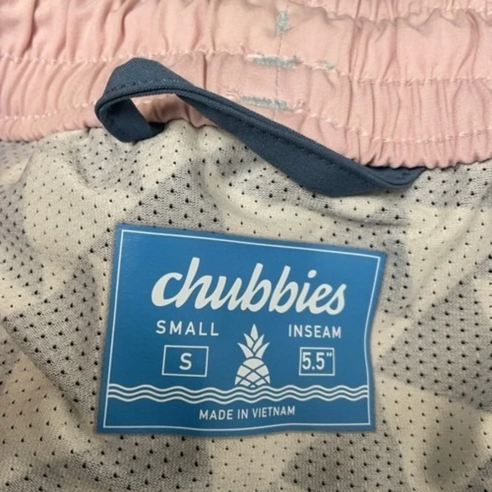 Chubbies Small Blue Drawstrings Mesh lined Gravel Road Swim Trunks Men Vietnam